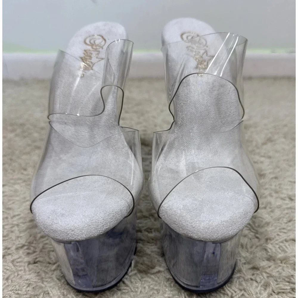 Pleaser Sky High 302 Clear Platform Heels Exotic Dancer Stripper Sexy Women's 8